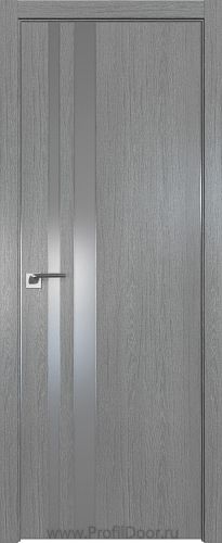 Дверь Profil Doors 116ZN цвет Грувд Серый кромка Матовый Алюминий с 4-х сторон стекло Lacobel Серебро Матлак