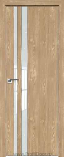 Дверь Profil Doors 116ZN цвет Каштан Натуральный кромка Матовый Алюминий с 4-х сторон стекло Lacobel Белый лак