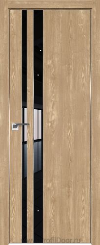 Дверь Profil Doors 116ZN цвет Каштан Натуральный кромка Матовый Алюминий с 4-х сторон стекло Lacobel Черный лак