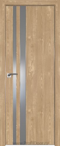 Дверь Profil Doors 116ZN цвет Каштан Натуральный кромка Матовый Алюминий с 4-х сторон стекло Lacobel Серебро Матлак