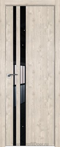 Дверь Profil Doors 116ZN цвет Каштан Светлый кромка Матовый Алюминий с 4-х сторон стекло Lacobel Черный лак