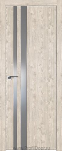 Дверь Profil Doors 116ZN цвет Каштан Светлый кромка Матовый Алюминий с 4-х сторон стекло Lacobel Серебро Матлак