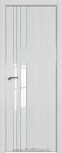 Дверь Profil Doors 116ZN цвет Монблан кромка Матовый Алюминий с 4-х сторон стекло Lacobel Белый лак