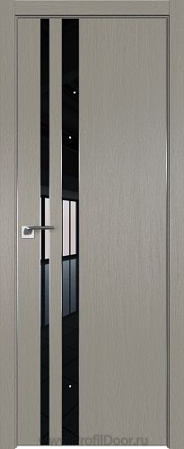 Дверь Profil Doors 116ZN цвет Стоун кромка Матовый Алюминий с 4-х сторон стекло Lacobel Черный лак