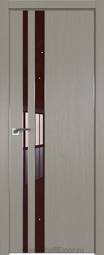 Дверь Profil Doors 116ZN цвет Стоун кромка Матовый Алюминий с 4-х сторон стекло Lacobel Коричневый лак