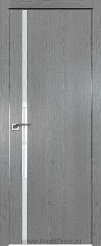 Дверь Profil Doors 122ZN цвет Грувд Серый кромка Матовый Алюминий с 4-х сторон стекло Lacobel Белый лак