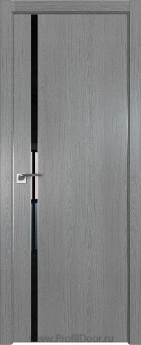 Дверь Profil Doors 122ZN цвет Грувд Серый кромка Матовый Алюминий с 4-х сторон стекло Lacobel Черный лак