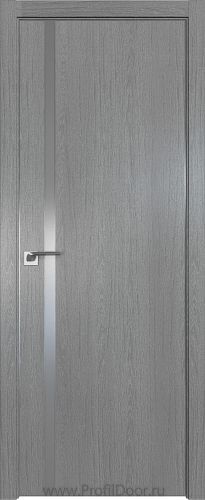 Дверь Profil Doors 122ZN цвет Грувд Серый кромка Матовый Алюминий с 4-х сторон стекло Lacobel Серебро Матлак