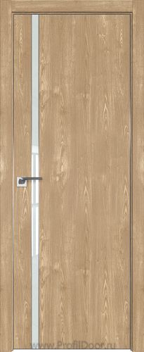 Дверь Profil Doors 122ZN цвет Каштан Натуральный кромка Матовый Алюминий с 4-х сторон стекло Lacobel Белый лак