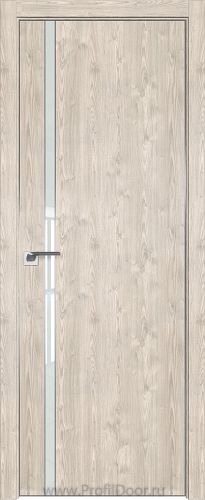 Дверь Profil Doors 122ZN цвет Каштан Светлый кромка Матовый Алюминий с 4-х сторон стекло Lacobel Белый лак