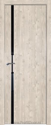 Дверь Profil Doors 122ZN цвет Каштан Светлый кромка Матовый Алюминий с 4-х сторон стекло Lacobel Черный лак