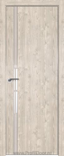 Дверь Profil Doors 122ZN цвет Каштан Светлый кромка Матовый Алюминий с 4-х сторон стекло Lacobel Перламутровый лак