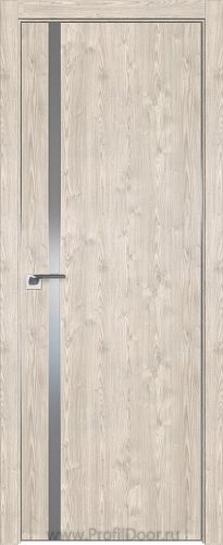 Дверь Profil Doors 122ZN цвет Каштан Светлый кромка Матовый Алюминий с 4-х сторон стекло Lacobel Серебро Матлак
