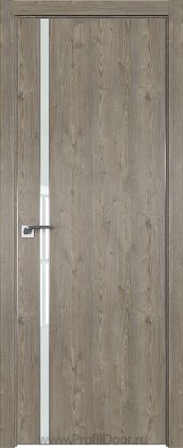Дверь Profil Doors 122ZN цвет Каштан Темный кромка Матовый Алюминий с 4-х сторон стекло Lacobel Белый лак