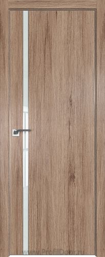 Дверь Profil Doors 122ZN цвет Салинас Светлый кромка Матовый Алюминий с 4-х сторон стекло Lacobel Белый лак