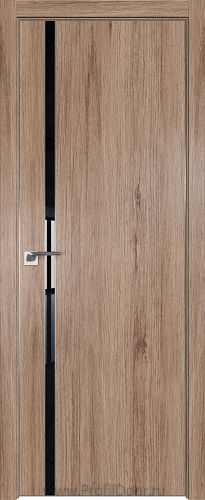 Дверь Profil Doors 122ZN цвет Салинас Светлый кромка Матовый Алюминий с 4-х сторон стекло Lacobel Черный лак