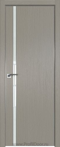 Дверь Profil Doors 122ZN цвет Стоун кромка Матовый Алюминий с 4-х сторон стекло Lacobel Белый лак