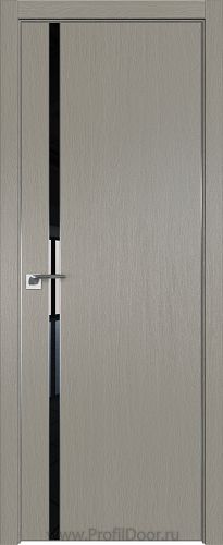 Дверь Profil Doors 122ZN цвет Стоун кромка Матовый Алюминий с 4-х сторон стекло Lacobel Черный лак