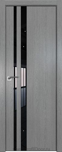 Дверь Profil Doors 16ZN цвет Грувд Серый кромка BLACK EDITION с 4-х сторон стекло Lacobel Черный лак
