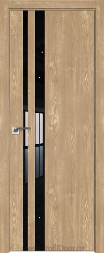 Дверь Profil Doors 16ZN цвет Каштан Натуральный кромка Матовый Алюминий с 4-х сторон стекло Lacobel Черный лак