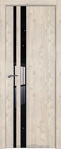 Дверь Profil Doors 16ZN цвет Каштан Светлый кромка Матовый Алюминий с 4-х сторон стекло Lacobel Черный лак