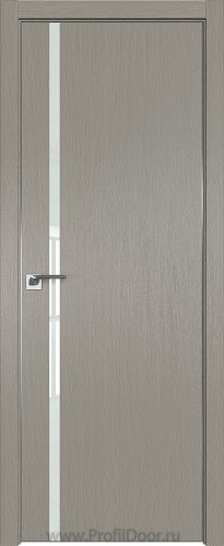 Дверь Profil Doors 22ZN цвет Стоун кромка Матовый Алюминий с 4-х сторон стекло Lacobel Белый лак