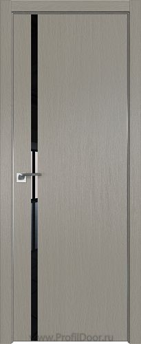 Дверь Profil Doors 22ZN цвет Стоун кромка Матовый Алюминий с 4-х сторон стекло Lacobel Черный лак