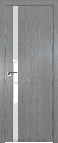 Дверь Profil Doors 6ZN цвет Грувд Серый кромка ABS Черная матовая с 4-х сторон стекло Lacobel Белый лак