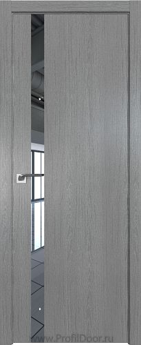 Дверь Profil Doors 6ZN цвет Грувд Серый кромка ABS Черная матовая с 4-х сторон стекло Зеркало