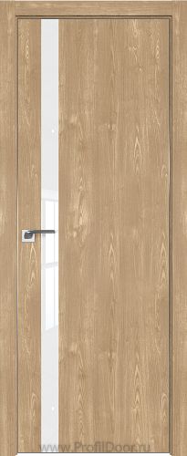 Дверь Profil Doors 6ZN цвет Каштан Натуральный кромка Матовый Алюминий с 4-х сторон стекло Lacobel лак Классик