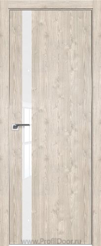 Дверь Profil Doors 6ZN цвет Каштан Светлый кромка Матовый Алюминий с 4-х сторон стекло Lacobel лак Классик