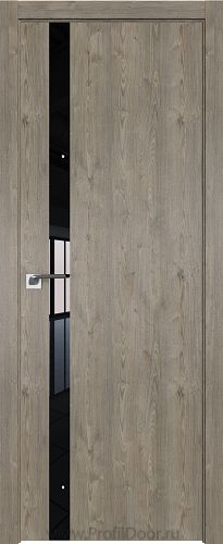 Дверь Profil Doors 6ZN цвет Каштан Темный кромка ABS Черная матовая с 4-х сторон стекло Lacobel Черный лак