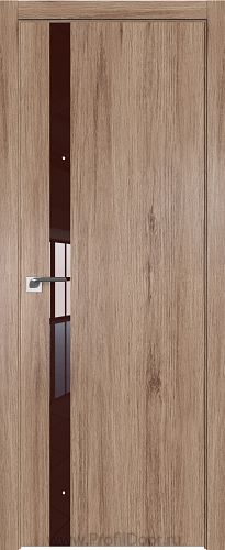 Дверь Profil Doors 6ZN цвет Салинас Светлый кромка ABS Черная матовая с 4-х сторон стекло Lacobel Коричневый лак