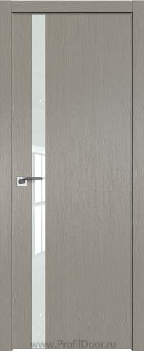 Дверь Profil Doors 6ZN цвет Стоун кромка ABS Черная матовая с 4-х сторон стекло Lacobel Белый лак