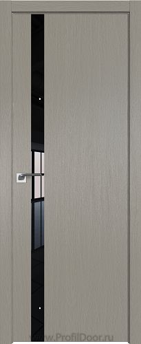 Дверь Profil Doors 6ZN цвет Стоун кромка ABS Черная матовая с 4-х сторон стекло Lacobel Черный лак